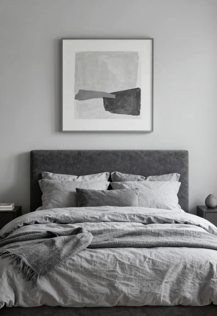 12 Dark Grey Headboard Bedroom Ideas That Feel Hotel Inspired 5. Monochromatic Serenity 0