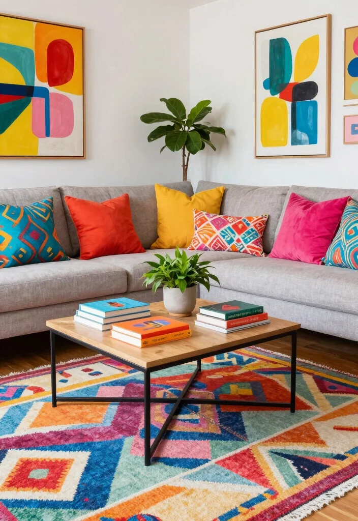 12 Living Room Ideas Colorful Yet Surprisingly Cohesive 3. Vibrant Home Accents 0