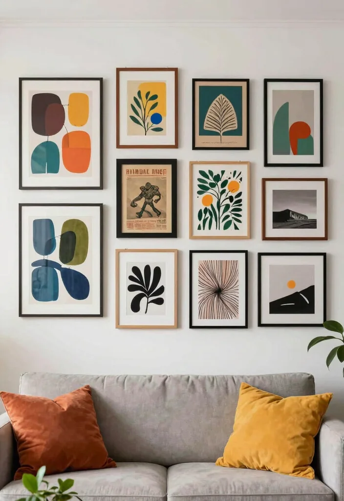 12 Living Room Ideas Colorful Yet Surprisingly Cohesive 5. Eclectic Art Displays 0