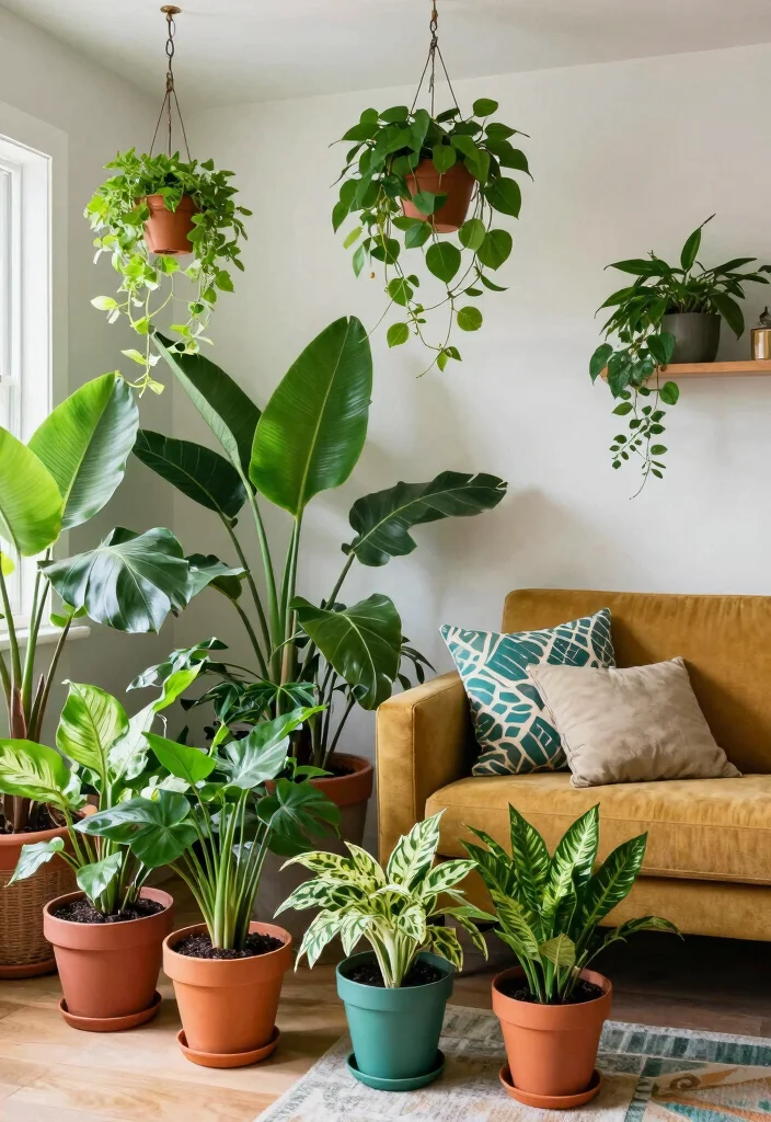 12 Living Room Ideas Colorful Yet Surprisingly Cohesive 8. Bright Plants for Freshness 0