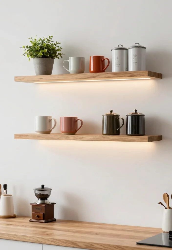 12 Mini Coffee Bar Ideas That Fit Anywhere Without Looking Cramped 1. Floating Shelves for a Modern Look 0