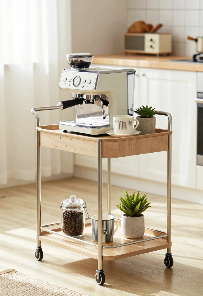 12 Mini Coffee Bar Ideas That Fit Anywhere Without Looking Cramped 3. Trolley Coffee Bar 0