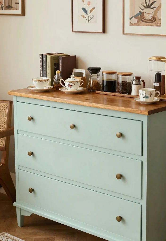 12 Mini Coffee Bar Ideas That Fit Anywhere Without Looking Cramped 5. Repurposed Furniture 0