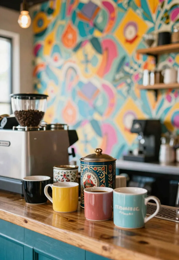 12 Mini Coffee Bar Ideas That Fit Anywhere Without Looking Cramped 8. Colorful Backdrop 0