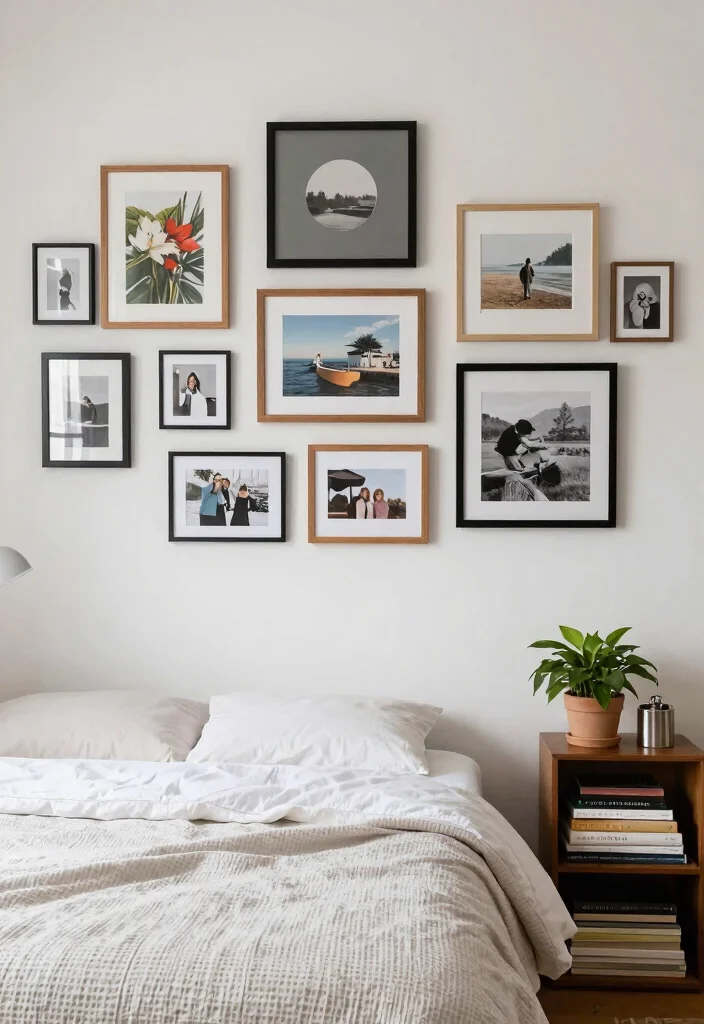 12 No Headboard Ideas Bedroom That Still Look Styled and Intentional 1 12 No Headboard Ideas Bedroom That Still Look Styled and Intentional 1. Gallery Wall Above the Bed 0