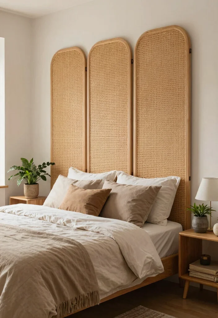 12 No Headboard Ideas Bedroom That Still Look Styled and Intentional 51 12 No Headboard Ideas Bedroom That Still Look Styled and Intentional 11. Rattan or Bamboo Panels 0