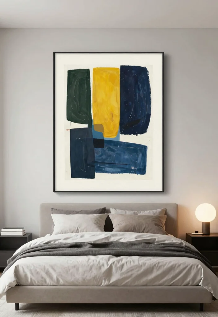 12 No Headboard Ideas Bedroom That Still Look Styled and Intentional 24 12 No Headboard Ideas Bedroom That Still Look Styled and Intentional 4. Statement Art Piece 0