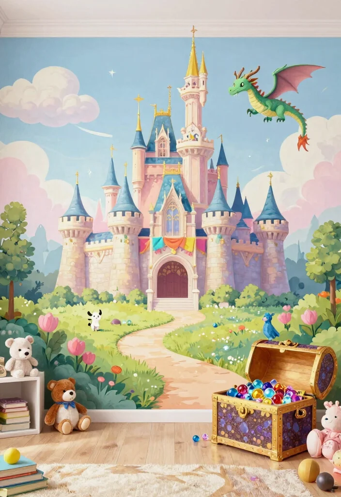 12 Playroom Mural Ideas That Make Walls Magical 3. Magical Kingdom 0