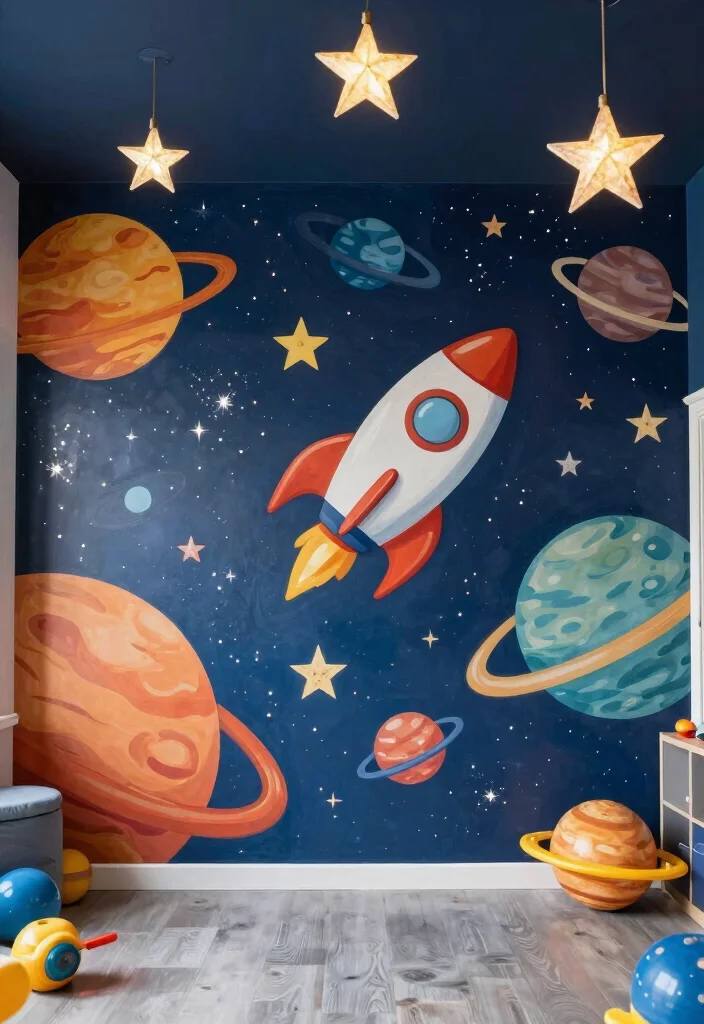 12 Playroom Mural Ideas That Make Walls Magical 4. Space Adventure 0