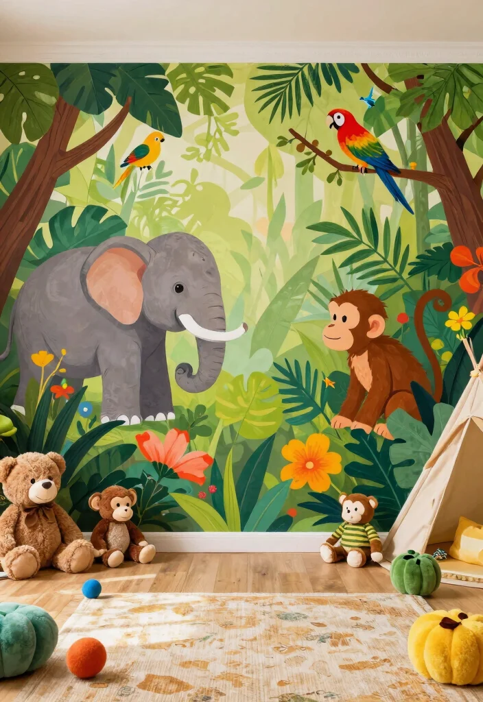 12 Playroom Mural Ideas That Make Walls Magical 5. Animal Safari 0