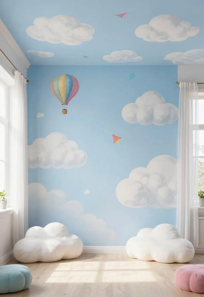 12 Playroom Mural Ideas That Make Walls Magical 6. Whimsical Skies 0