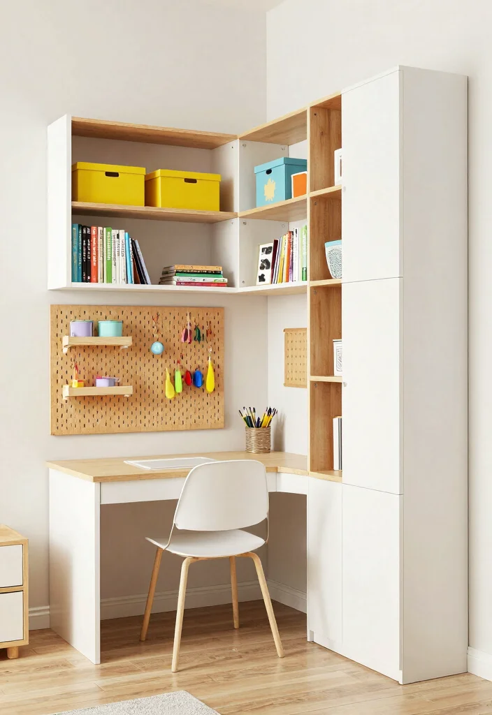 12 Playroom Office Combo Ideas for Real Life Homes 14 12 Playroom Office Combo Ideas for Real Life Homes 4. Vertical Storage Solutions 0