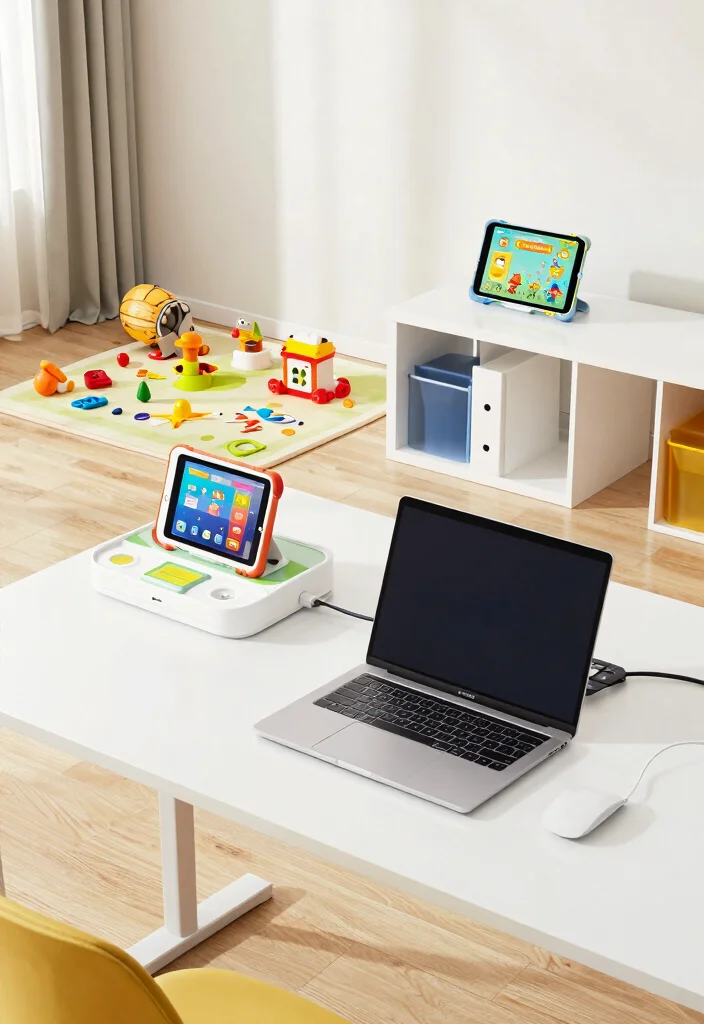 12 Playroom Office Combo Ideas for Real Life Homes 38 12 Playroom Office Combo Ideas for Real Life Homes 8. Technology Integration 0