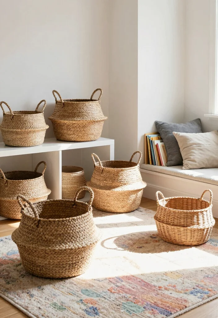 12 Playroom Organization Ideas That Stay Tidy Longer 1. Woven Baskets for Creative Toy Storage 0