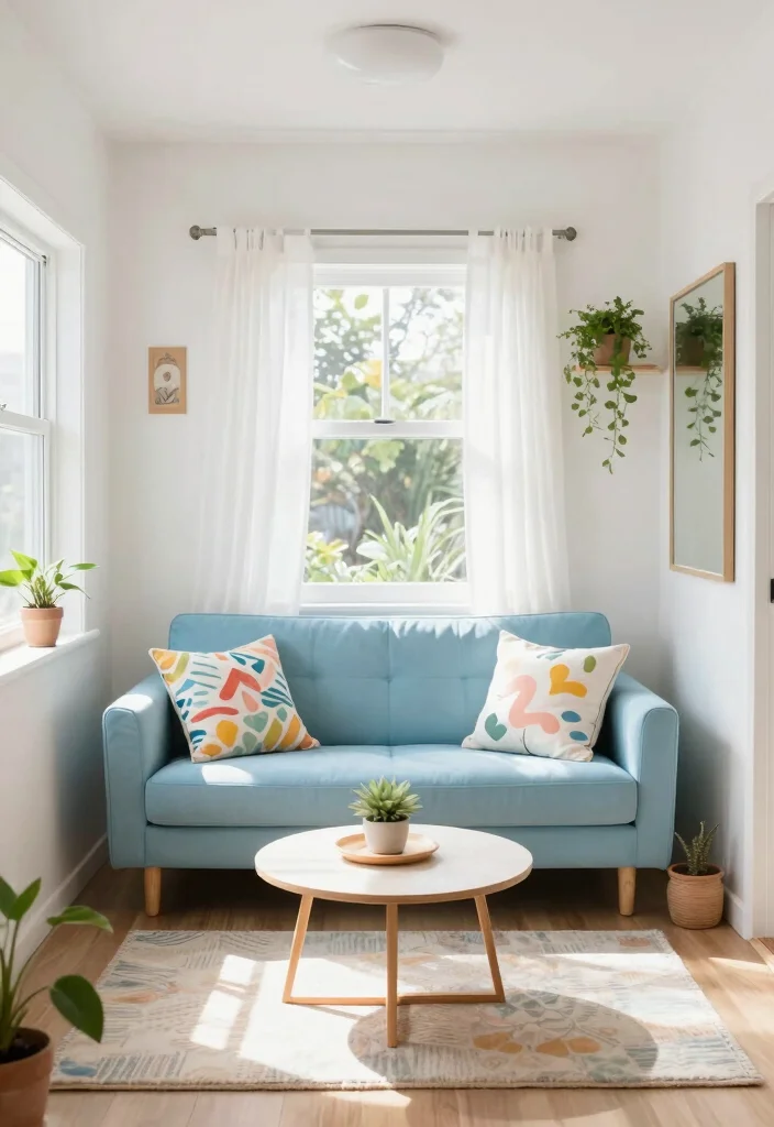 12 Tiny House Living Room Ideas That Feel Smart and Open 1. Bright and Airy Color Palette 0
