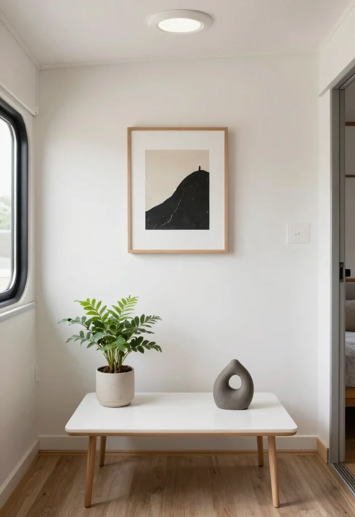 12 Tiny House Living Room Ideas That Feel Smart and Open 11. Personal Touches with Minimalism 0