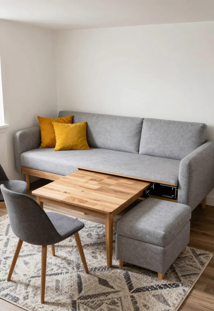 12 Tiny House Living Room Ideas That Feel Smart and Open 2. Multifunctional Furniture 0