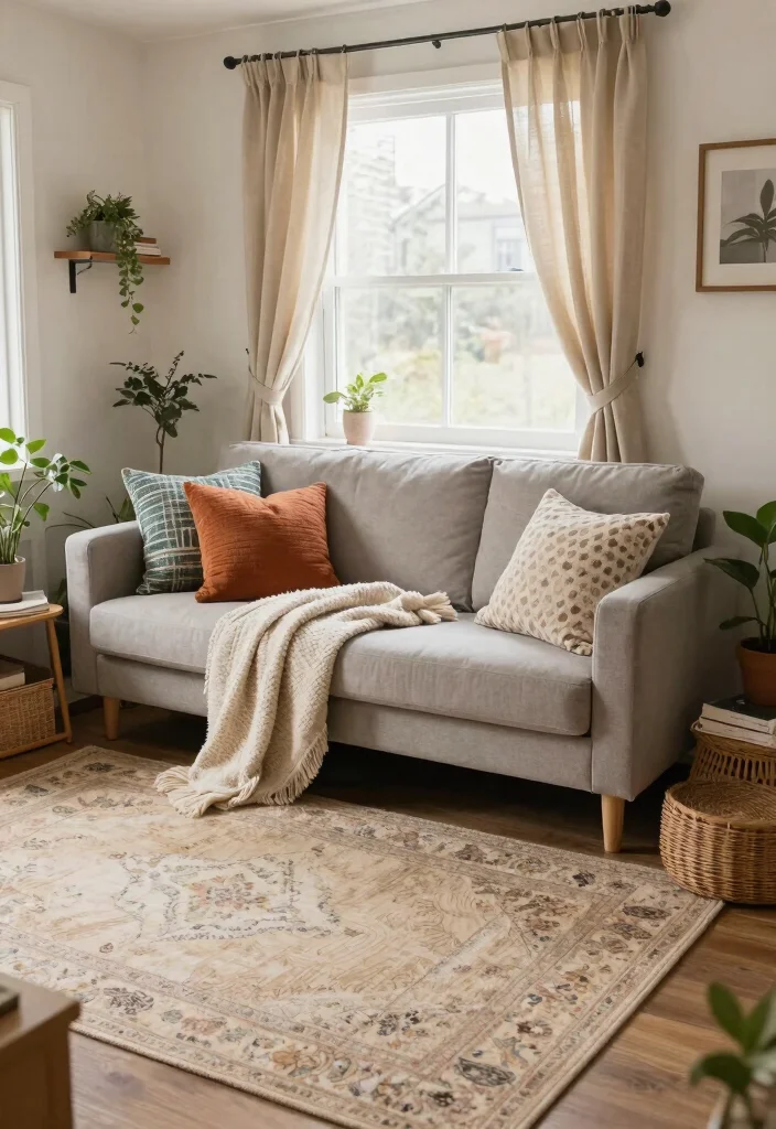 12 Tiny House Living Room Ideas That Feel Smart and Open 4. Cozy Textiles and Layers 0