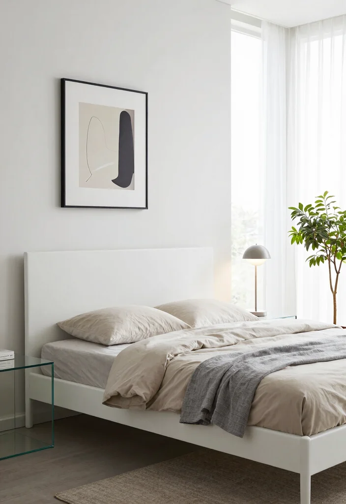 12 White Headboard Bedroom Ideas with Airy Soft Contrast 1. Sleek Modern Minimalism 0