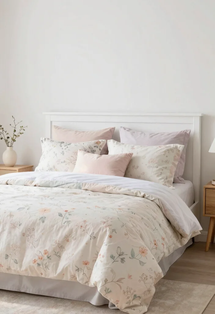 12 White Headboard Bedroom Ideas with Airy Soft Contrast 10. Soft Pastel Dreams 0