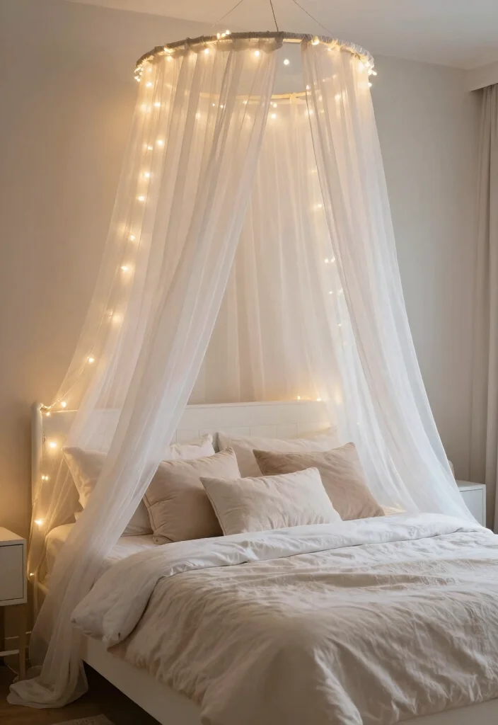 12 White Headboard Bedroom Ideas with Airy Soft Contrast 11. Dreamy Canopy Styles 0