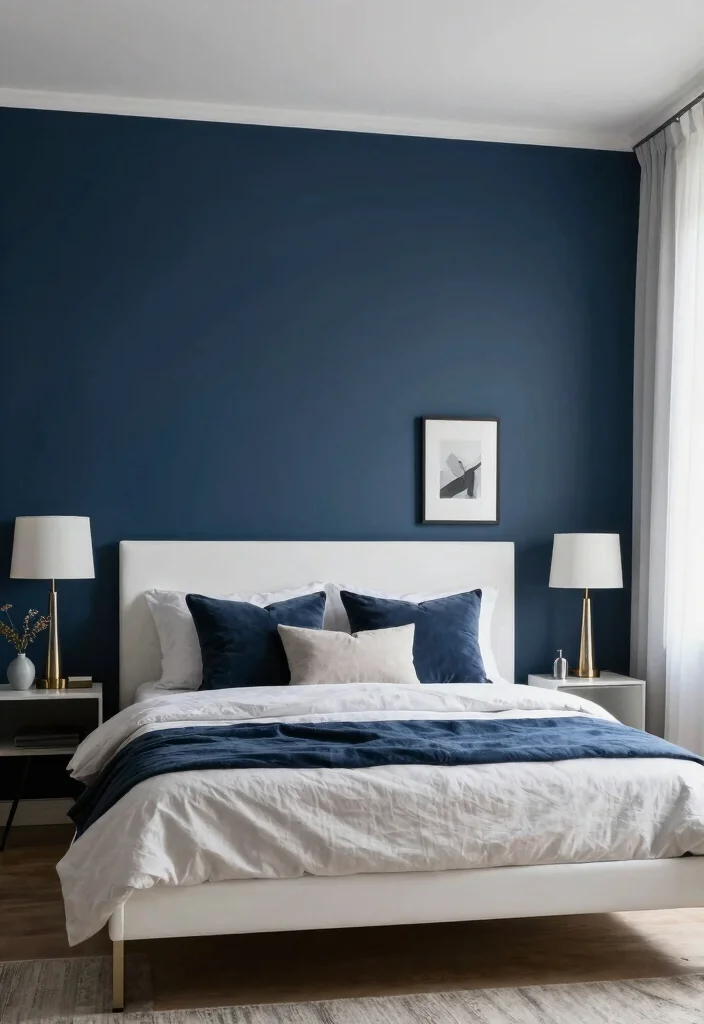 12 White Headboard Bedroom Ideas with Airy Soft Contrast 3. Bold Accent Walls 0