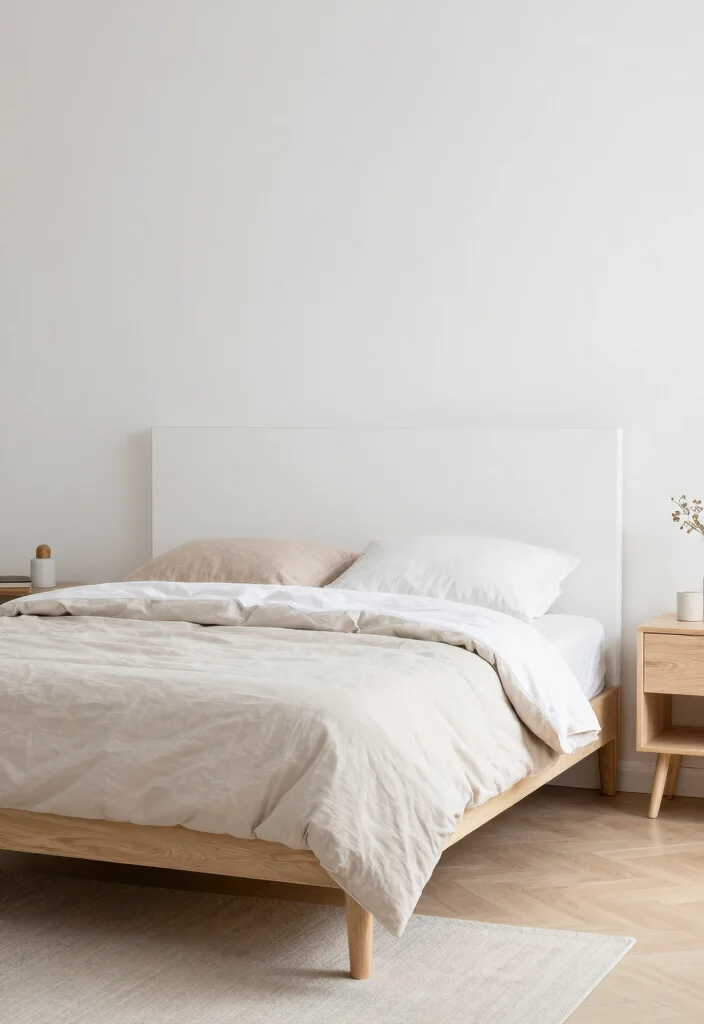 12 White Headboard Bedroom Ideas with Airy Soft Contrast 5. Scandinavian Simplicity 0