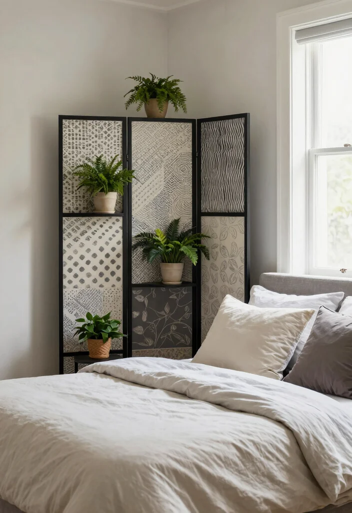14 Bed With No Headboard Ideas That Feel Calm and Balanced 51 14 Bed With No Headboard Ideas That Feel Calm and Balanced 11. Decorative Room Divider 0
