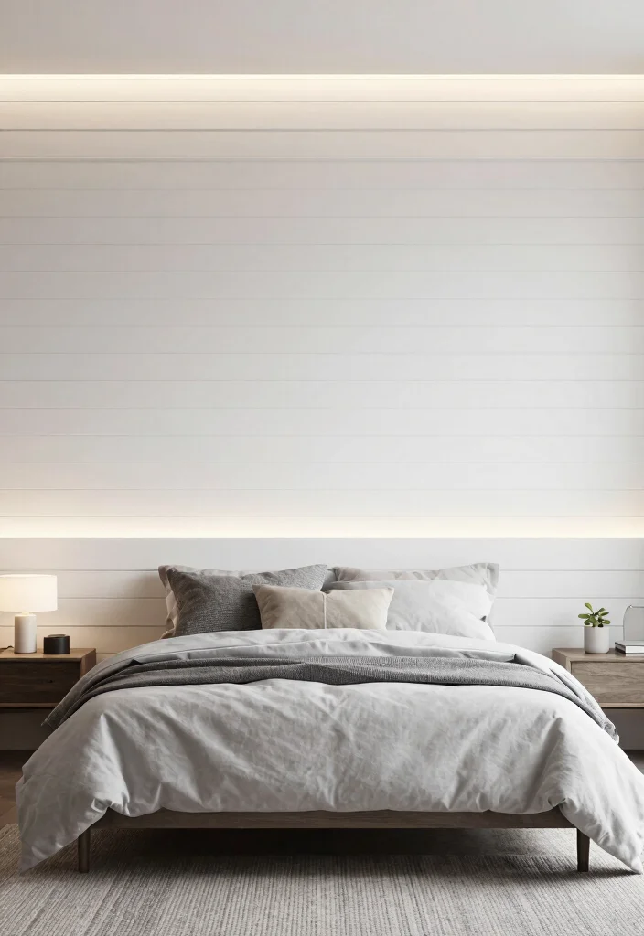 14 Bed With No Headboard Ideas That Feel Calm and Balanced 63 14 Bed With No Headboard Ideas That Feel Calm and Balanced 13. Horizontal Slat Wall 0