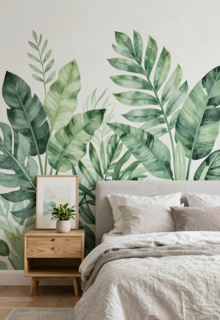 14 Bed With No Headboard Ideas That Feel Calm and Balanced 37 14 Bed With No Headboard Ideas That Feel Calm and Balanced 7. Botanical Wall Murals 0