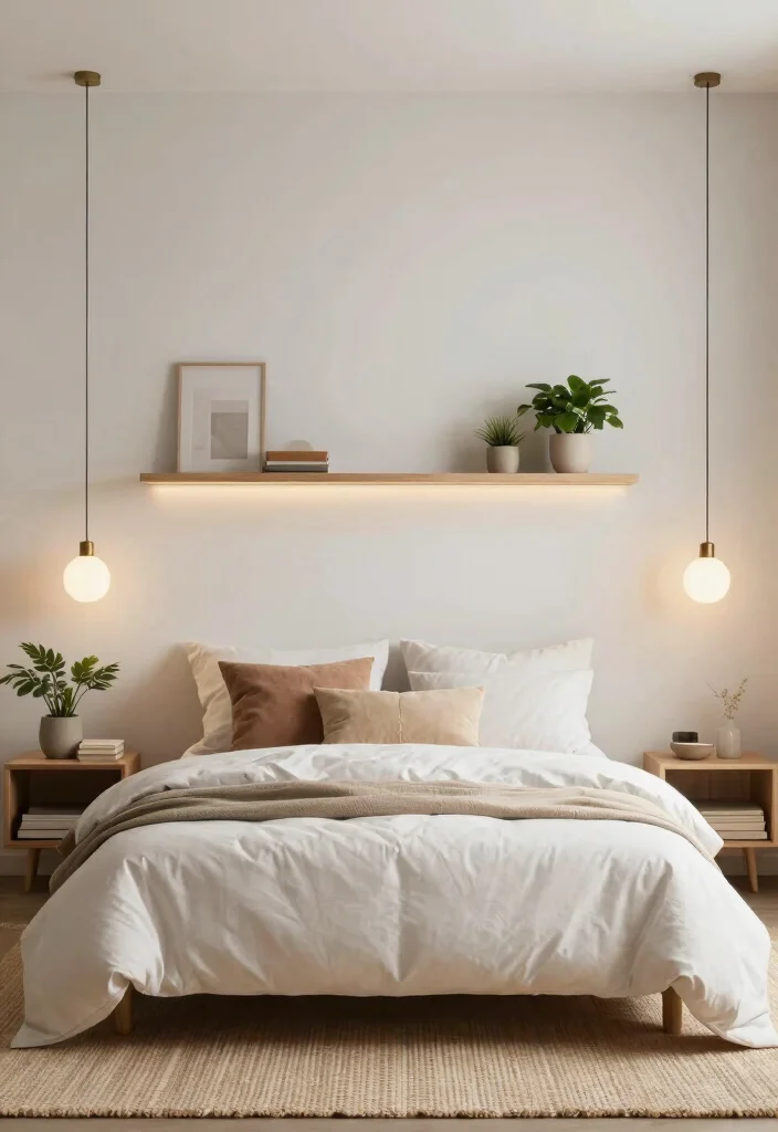 14 Bed With No Headboard Ideas That Feel Calm and Balanced 49 14 Bed With No Headboard Ideas That Feel Calm and Balanced 9. Simple Wall Shelves 0
