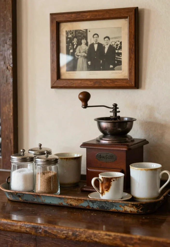 14 Coffee Bar Countertop Ideas That Elevate Daily Routines 4. Vintage Decor Elements 0