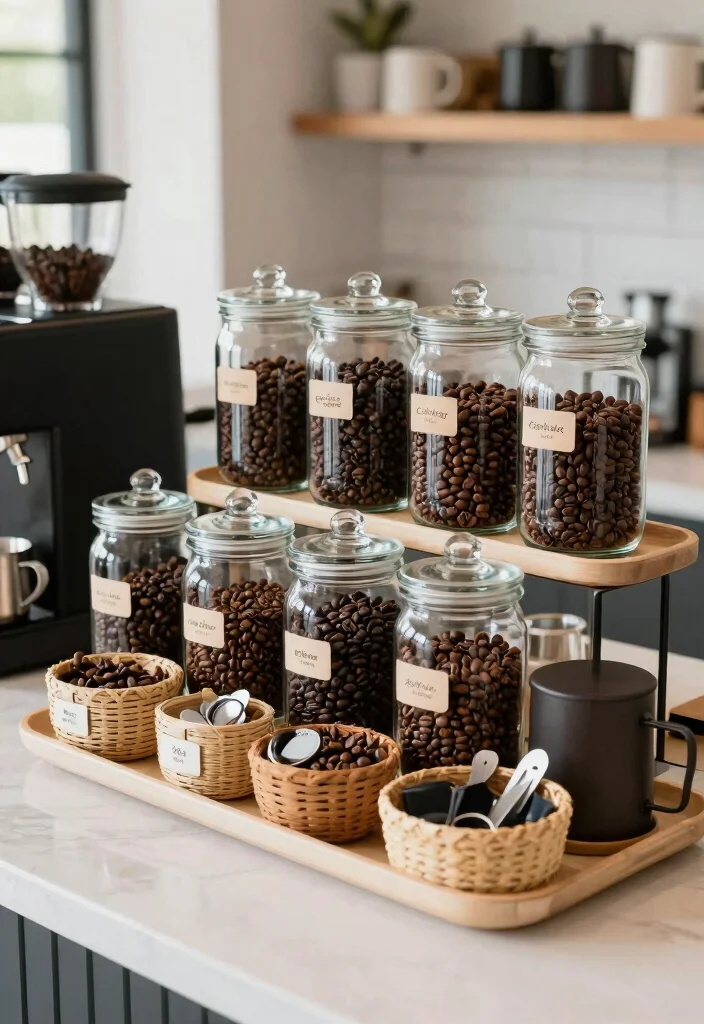 14 Coffee Bar Countertop Ideas That Elevate Daily Routines 8. Unique Coffee Storage Solutions 0