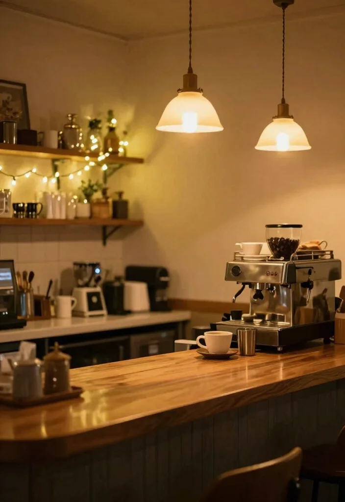 14 Coffee Bar Countertop Ideas That Elevate Daily Routines 9. Warm Lighting Features 0
