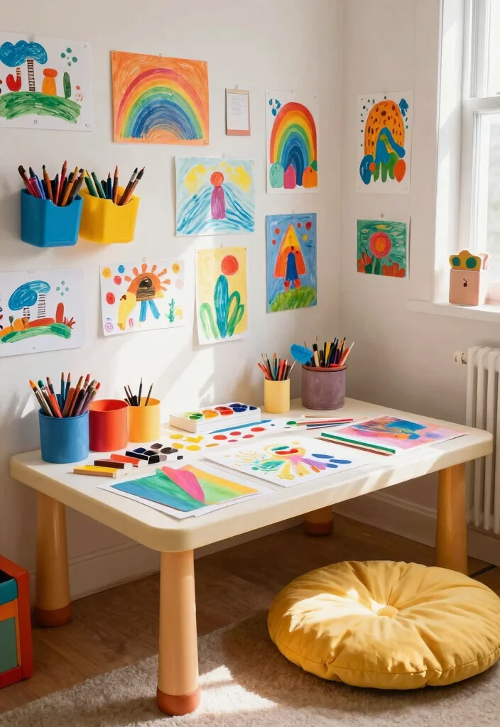 14 Colorful Playroom Ideas That Feel Joyful Not Loud 5. Art Stations 0