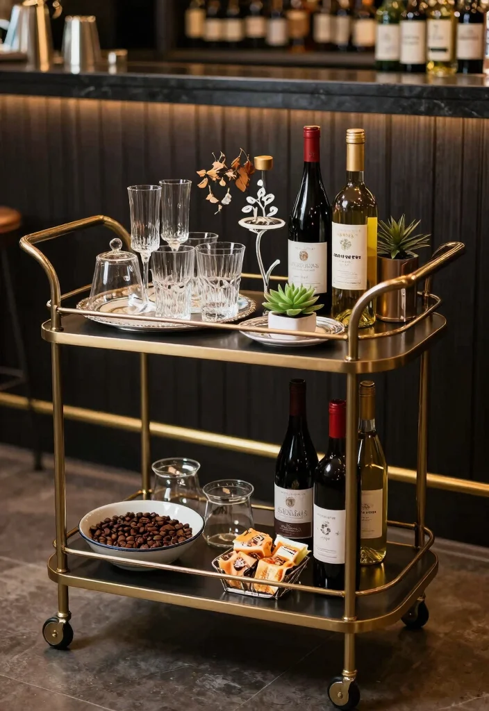 14 Cozy Coffee Wine Bar Ideas for Slow Evenings at Home 40 14 Cozy Coffee Wine Bar Ideas for Slow Evenings at Home 10. Functional Bar Cart Decor 0
