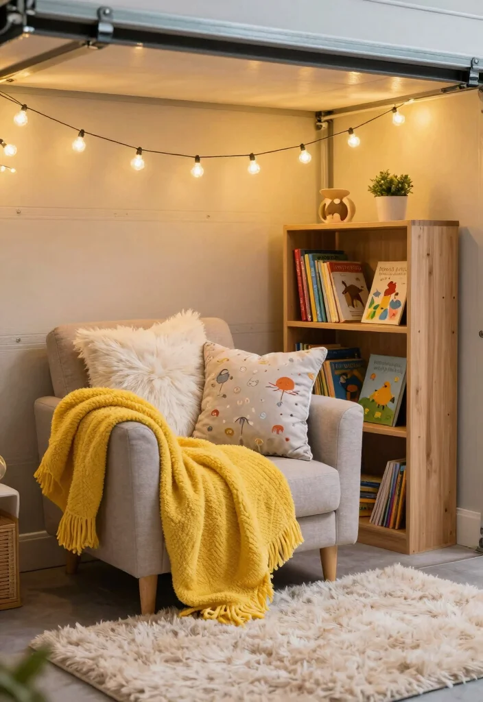 14 Garage Playroom Ideas That Feel Like a Real Room 3. Cozy Reading Nook 0