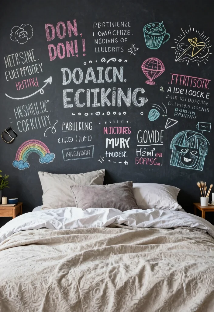 14 Headboard Alternative Ideas That Break Traditional Rules 41 14 Headboard Alternative Ideas That Break Traditional Rules 11. Chalkboard Wall 0