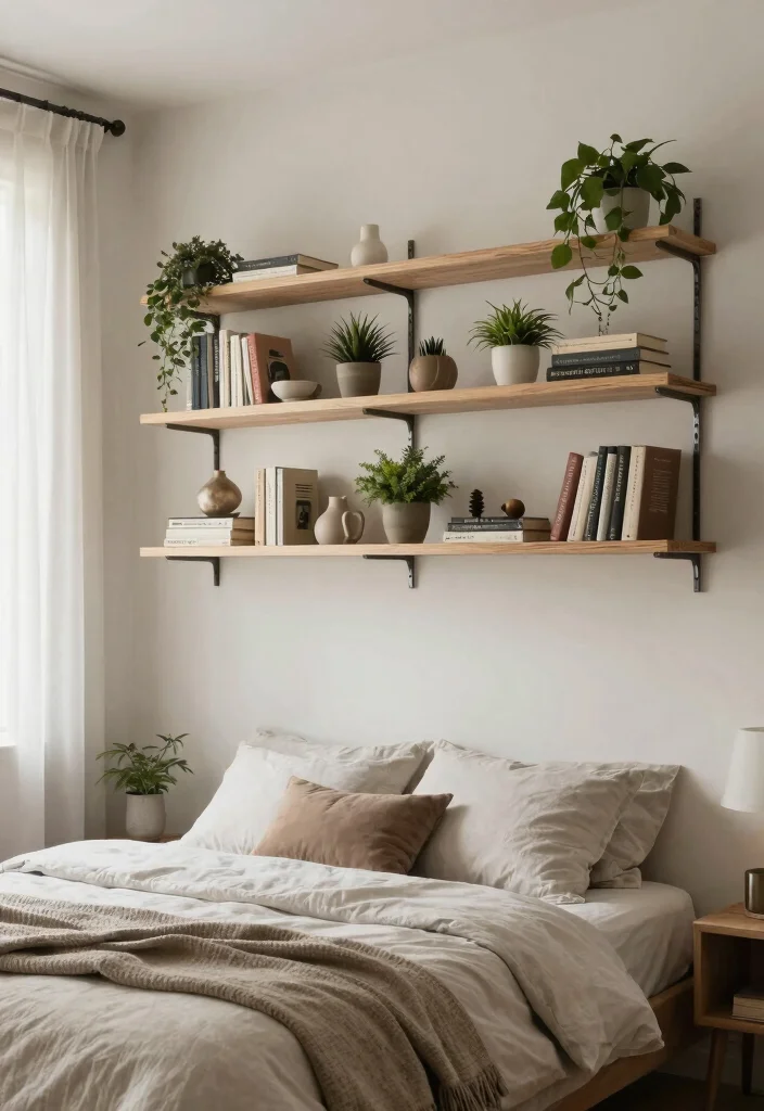 14 Headboard Alternative Ideas That Break Traditional Rules 17 14 Headboard Alternative Ideas That Break Traditional Rules 7. Hanging Shelves 0