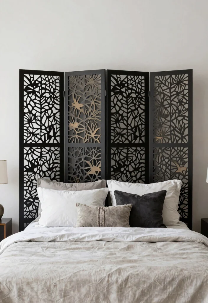 14 No Headboard Bed Ideas That Still Look Finished 11. Decorative Room Divider 0