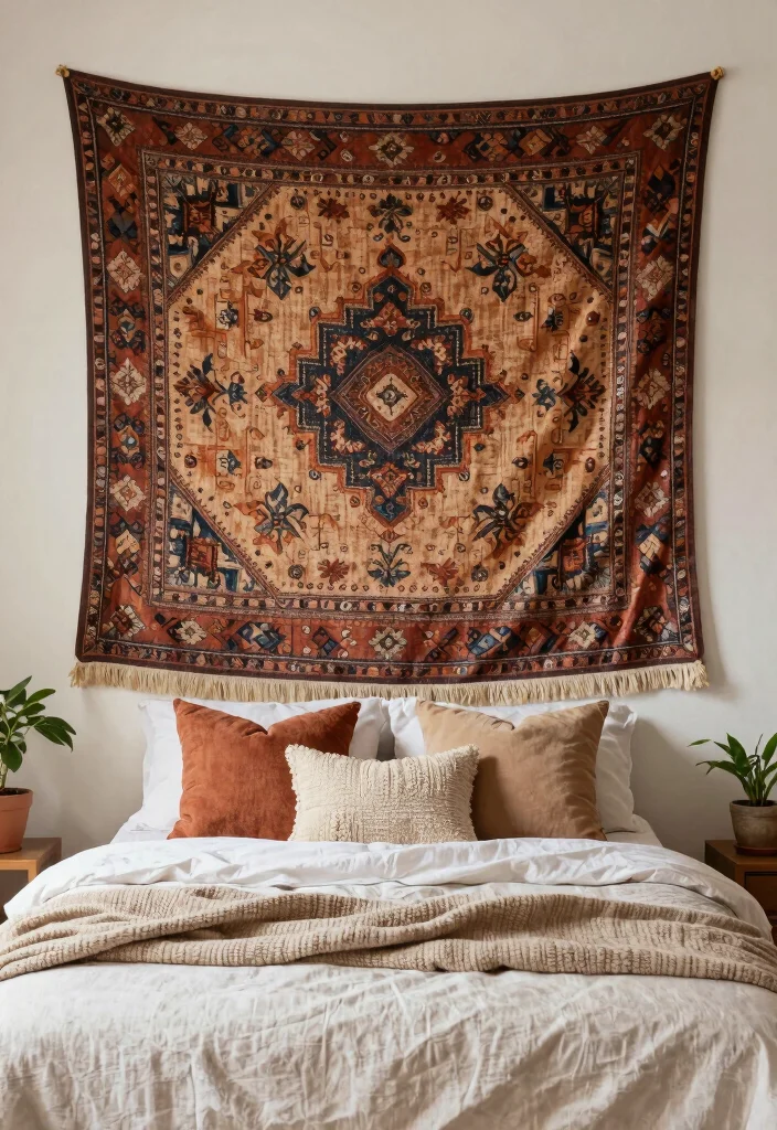 14 No Headboard Bed Ideas That Still Look Finished 4. Fabrics and Tapestries 0