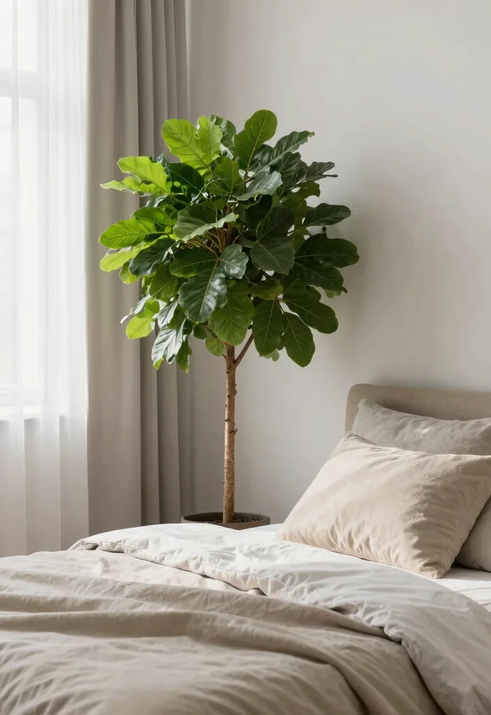 14 No Headboard Bed Ideas That Still Look Finished 6. Large Plants 0