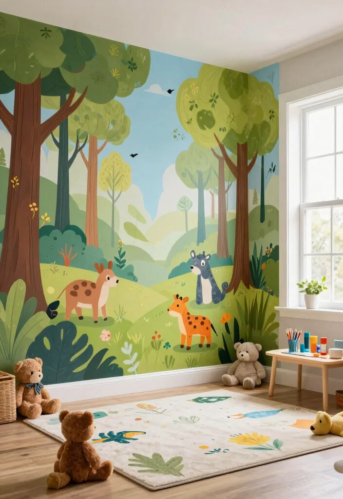 14 Playroom Wall Ideas That Turn Walls Into Imagination Zones 1. Nature Inspired Wall Murals 0