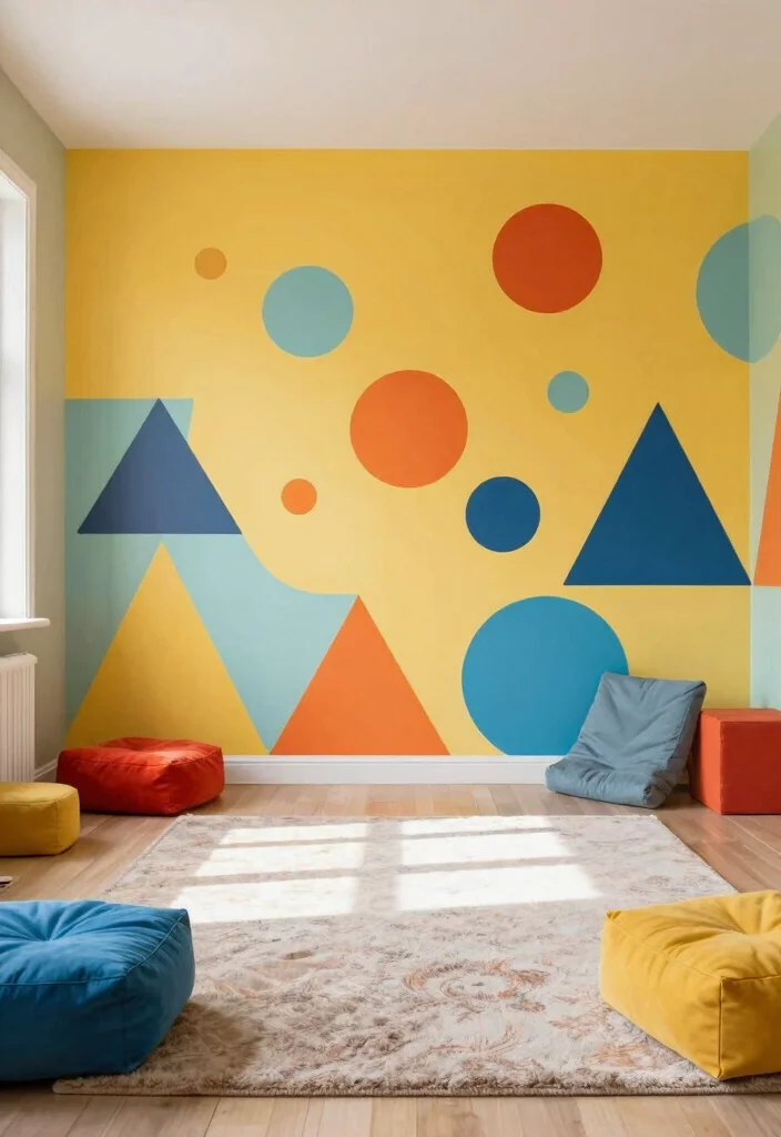 14 Playroom Wall Ideas That Turn Walls Into Imagination Zones 7. Colorful Geometric Shapes 0