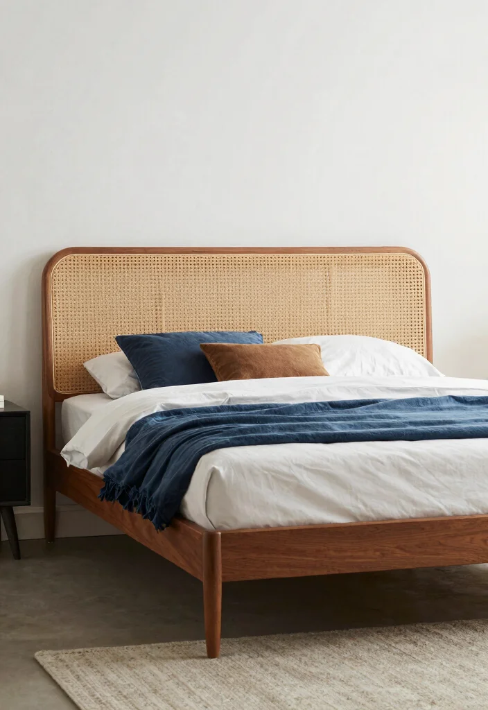 14 Rattan Headboard Bedroom Ideas That Bring Natural Warmth 51 14 Rattan Headboard Bedroom Ideas That Bring Natural Warmth 11. Mid Century Modern Touch 0