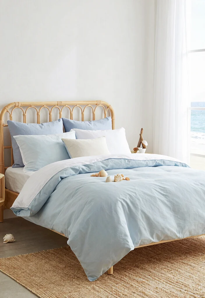 14 Rattan Headboard Bedroom Ideas That Bring Natural Warmth 23 14 Rattan Headboard Bedroom Ideas That Bring Natural Warmth 3. Coastal Retreat Feel 0