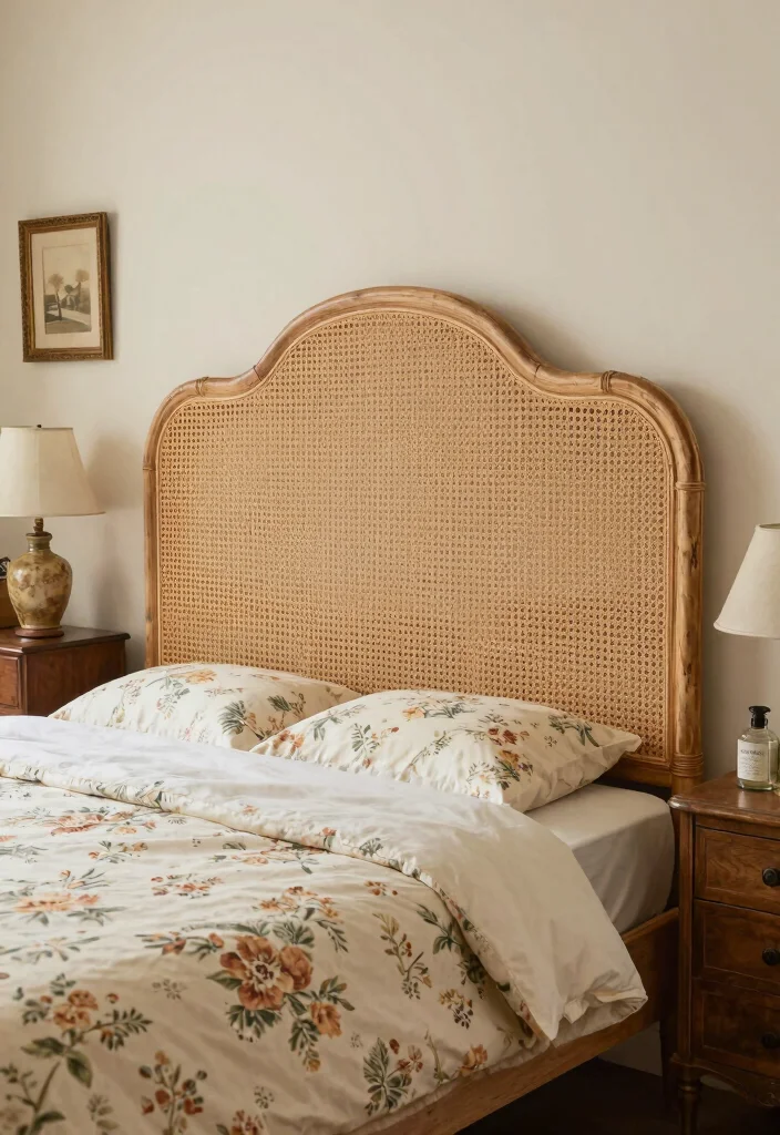 14 Rattan Headboard Bedroom Ideas That Bring Natural Warmth 35 14 Rattan Headboard Bedroom Ideas That Bring Natural Warmth 5. Vintage Rattan Charm 0