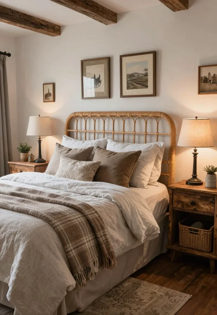 14 Rattan Headboard Bedroom Ideas That Bring Natural Warmth 37 14 Rattan Headboard Bedroom Ideas That Bring Natural Warmth 7. Rustic Farmhouse Style 0