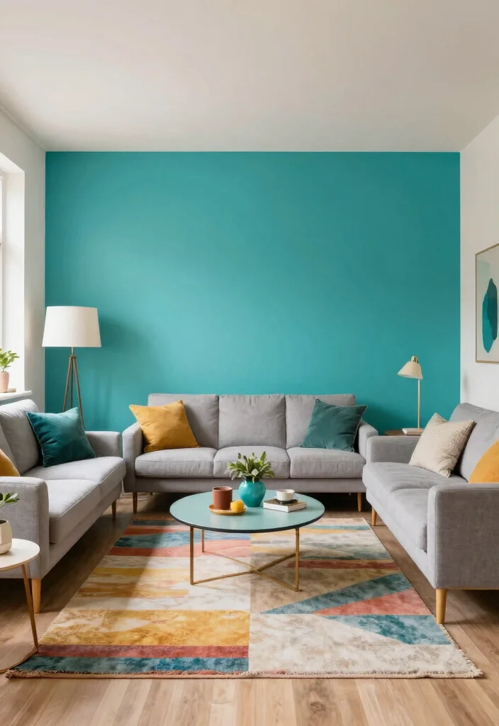14 Split Level Living Room Ideas With Seamless Flow 10. Utilize Color Blocking 0