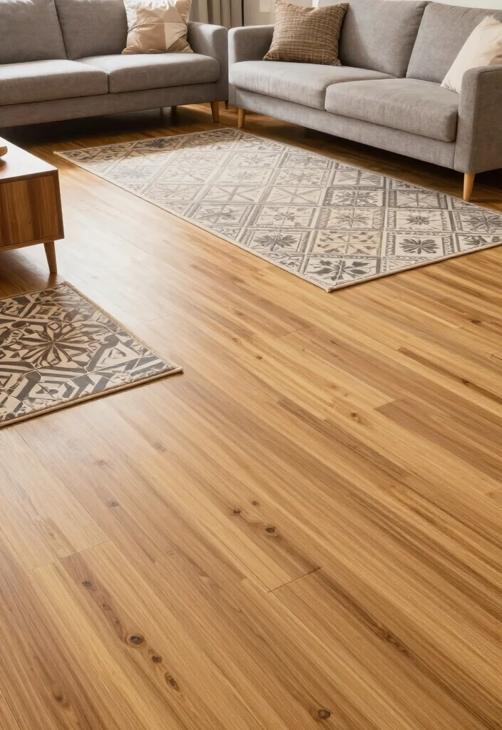 14 Split Level Living Room Ideas With Seamless Flow 12. Innovative Flooring 0